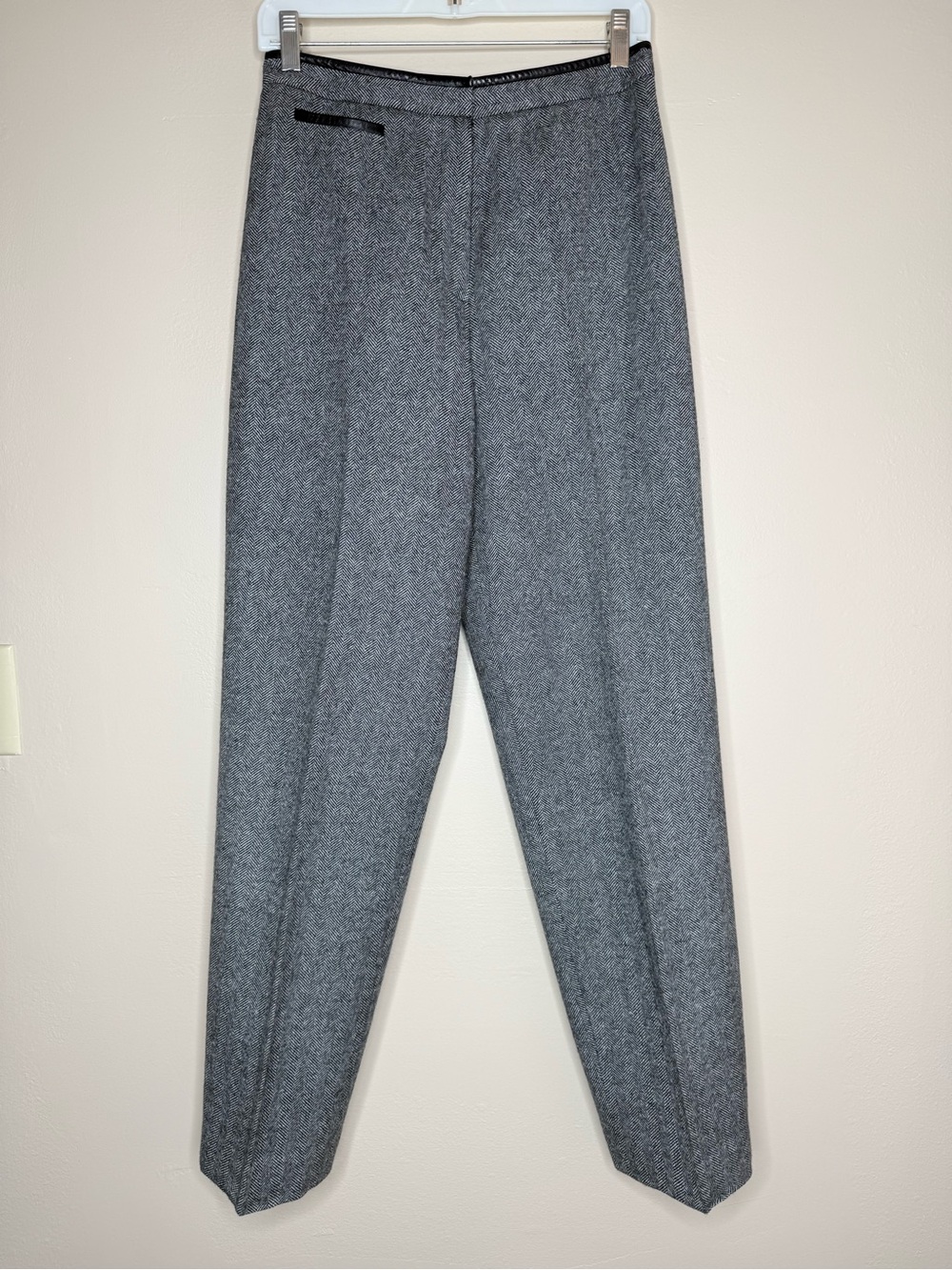Talbots Herringbone Wool Gray Trousers High Rise Waist Fully Lined Size 6